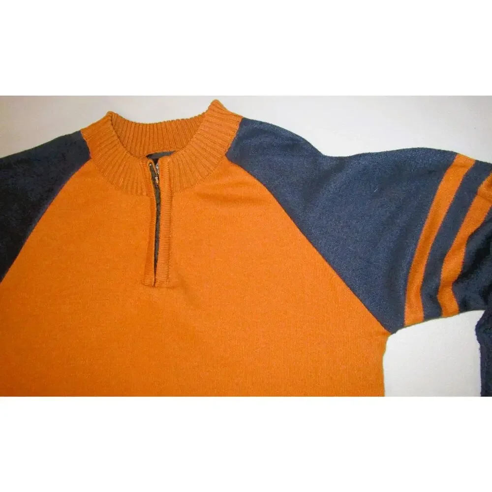 Street Rules Quarter Zip Sweater Boy's Size 10/12 Orange Navy Raglan Pullover